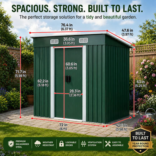 5x4ft metal garden shed - metal,
