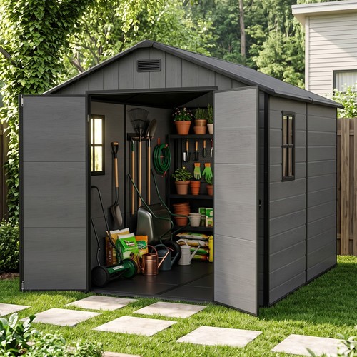 8x8ft plastic garden shed - plastic,