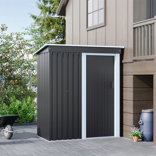 Anthracite metal garden shed - metal,