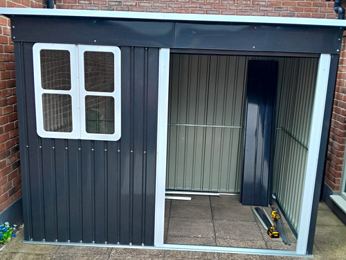Metal garden shed - metal, black/grey
