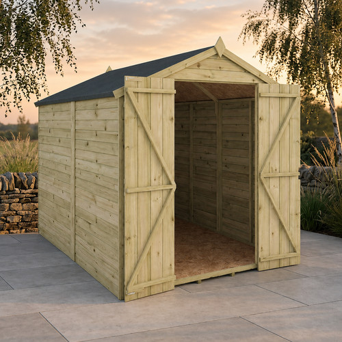 8x6 wooden garden sheds double - wooden,