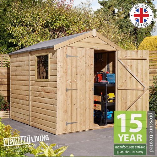 8x6 wooden apex garden shed - ft,
